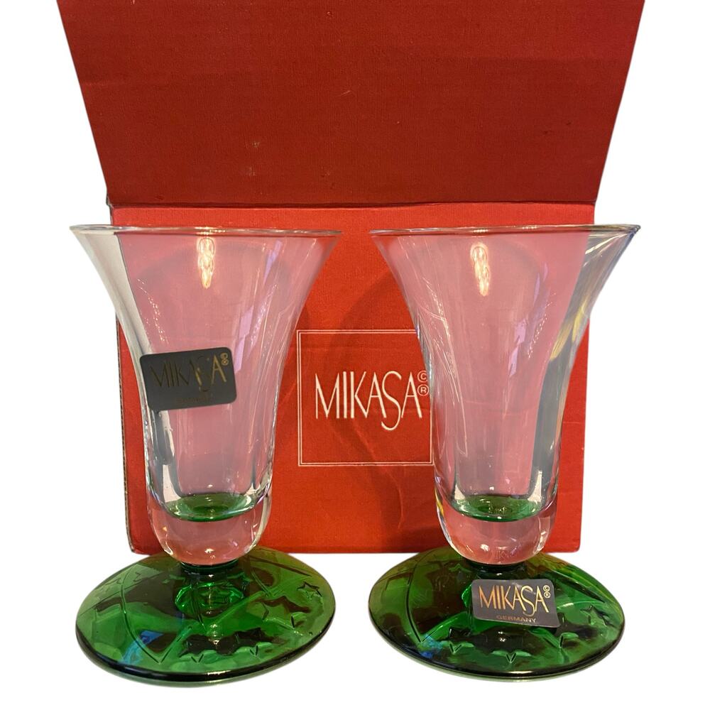 NWT Vintage Mikasa Made in Germany Season's Glow Candle Holder Fluted Glass